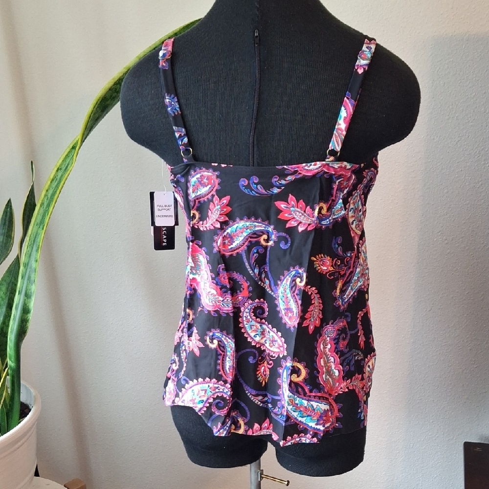 Island Escape Pink and Blue Sleeveless Fitted Swim Top Size 8 - Picture 6 of 13